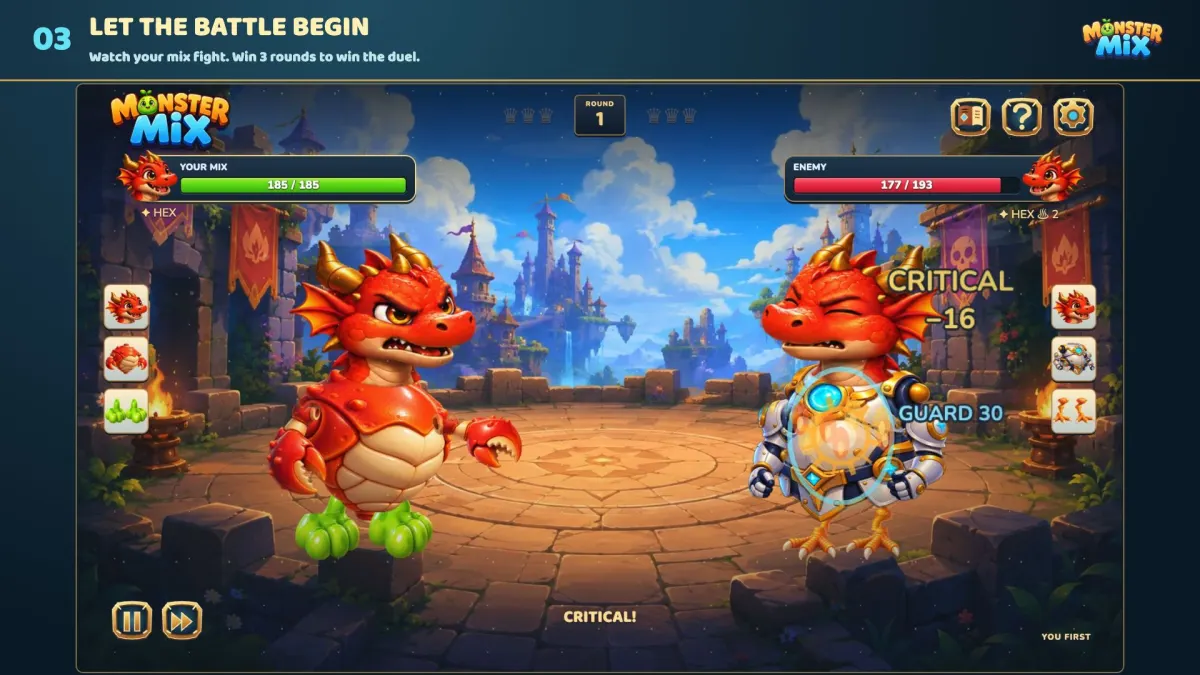 Monster Mix battle between two custom fighters